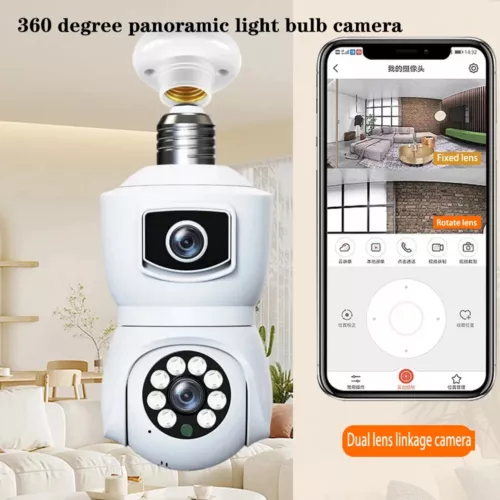 4MP Dual Lens Security 360 1080P IP Light Bulb Camera WiFi IR