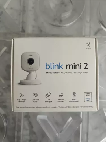 Blink Mini 2 Indoor and Outdoor Plugin Smart Security Camera HD Nig