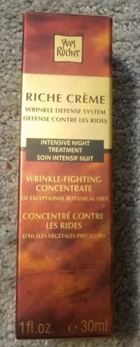 NIB RICHE CREME YVES ROCHER WRINKLE FIGHTING CONCENTRATE INTENSIVE NIGHT 1 OZ