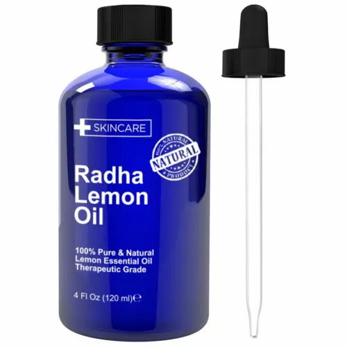 Radha Lemon Oil Can Be Used For Aromatherapy and Many Skin Care Recipes 4 oz