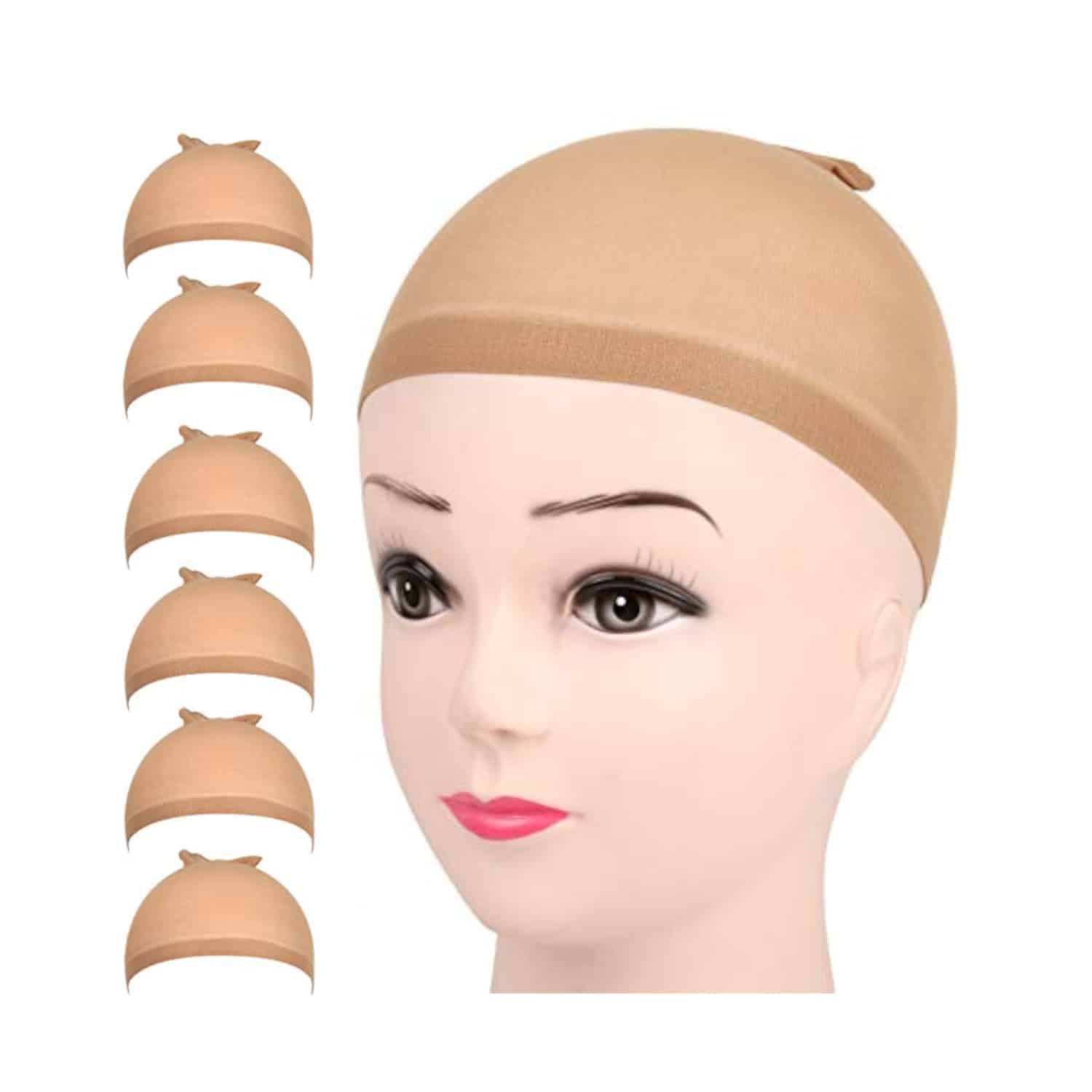 Wig Caps, 6pcs Light Brown Stocking Wig Caps Polyester Stretchy Wig Caps for Women