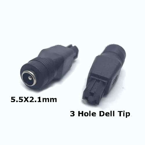 Laptop DC Tip Converter 5.5 x 2.1mm female to 3-Hole for Dell Laptop