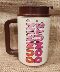 Vintage Dunkin Donuts Giant Coffee Travel Mug Plastic Thermos thermo whirley