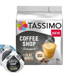 Coffee Shop Selections Flat White Compatible Tassimo Coffee Capsules Box 8 Drink