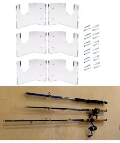 6pcs Fishing Rod Holder Horizontal Wall Rack Support Display for Garage