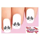 Waterslide Nail Decals Set of 20 - Checkered Car Racing Flags