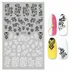 Wedding 5D Nail Stickers Embossed Black White Cane Vine Decal Art Decoration NS3