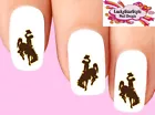 Waterslide Nail Decals Set of 20 - Cowboy on Bucking Bronco Horse Brown & Yellow
