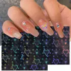 Aurora Laser Heart Star Snowflake 3D Nail Art Stickers Holographic Decals NS28