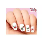 Waterslide Nail Decals Set of 20 - Christmas Holiday Candy Cane Assorted