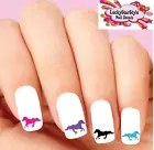 Waterslide Nail Decals Set of 20 - Colorful Horse Run Silhouette Assorted