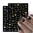 1*3D Nail Art Sticker Decor Black White Heart Spring Holographic Nail Decal DIY