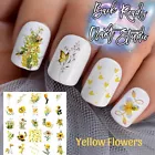 Yellow Flowers Waterslide Nail Decals Set Of 50 Instructions +Bonus