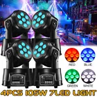 105W Moving Head Stage Lighting RGBW Wash 7LED DMX Mini Light DJ Disco Lights US