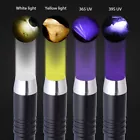 365NM 395nm UV White Yellow Light 4in1 LED Mini Flashlight Jade Inspect Torch US