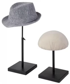 Black Metal Dome Hat Holder Rack, Adjustable Tabletop Wig Display Stand Set of 2