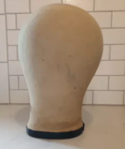 Vintage Millinery Linen Covered Head Store Display Hat Storage Wig Stand
