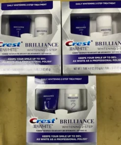 3 Crest 3D White Brilliance Whitening 2-Step Kit - Toothpaste & Gel Each READ DE