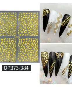 1 Sheet 3D Nail Decals Wraps Gold Nail Stickers Stripe Lines Geometric Adhesive