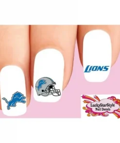 Waterslide Nail Decals Set of 20 - Detroit Lions Football Assorted