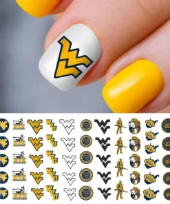 West Virginia Mountaineers College Sports Team Nail Art Decals - Salon Quality!