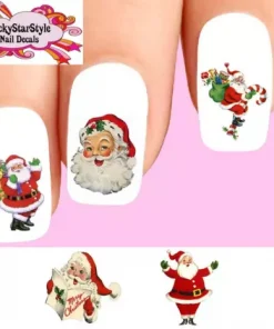 Waterslide Nail Decals Set of 20 - Christmas Holiday Santa Claus Assorted