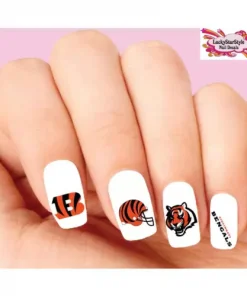 Waterslide Nail Decals Set of 20 - Cincinnati Bengals Football Assorted