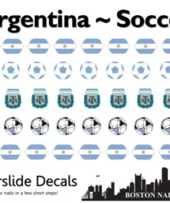 Argentina Soccer - Waterslide Nail Decal - 50 PC - BNA-40001