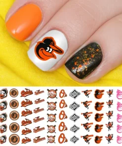 Baltimore Orioles Baseball Nail Art Decals - Salon Quality!