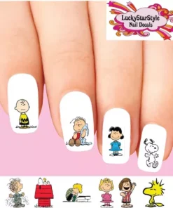 Waterslide Nail Decals Set of 20 - Charlie Brown Snoopy Woodstock Linus Assorted