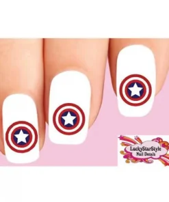 Waterslide Nail Decals Set of 20 - Captain America Shield