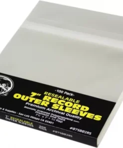 (100) 7” Vinyl Record Outer Sleeves – 2mil Thick RESEALABLE Archival Clear BOPP