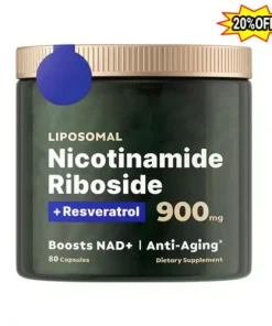2X NAD+ Supplement for Anti~Aging Energy Focus Nicotinamide Riboside Resveratrol