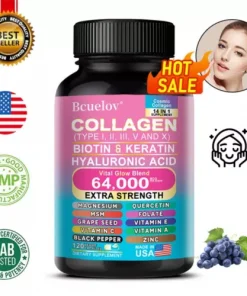 Collagen Peptides Type I II III V X - Biotin, Keratin, Hyaluronic Acid