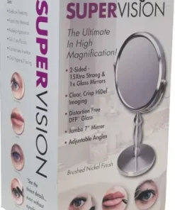 Super Magnifying Floxite Dual sided 1x and 15x Vanity Mirror, Brushed Nickel
