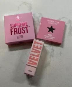 NIB Jeffree Star FrozenPeach Highlighter, Velvet Trap Lipstick and eyeshadow set