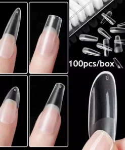 100X French Acrylic False Nail Tips Stiletto Almond Coffin Natural Clear UV Gel?