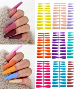 20Pcs Matte Super Long Coffin False Nail Ballet Press on Nails Tips Solid Color