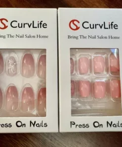 2 New sets CurvLife Press on Nails Coffin Squoval medium and long length