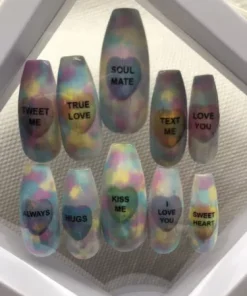 Valentines Candy Hearts Press On Nails