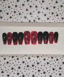 Spider Web Press On Nails Handmade
