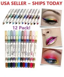 12 Color Glitter Eyeshadow Lip EyeLiner Eye Shadow Pencil Shimmer Pen Makeup Set