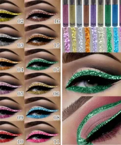 16 Colors Liquid Eyeliner Glitter Waterproof Long-lasting Make Up Eye Liner Pen~
