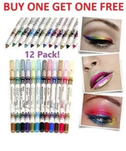 2X 12 Color Glitter Eyeshadow Lip EyeLiner Eye Shadow Pencil Shimmer Pen Makeup
