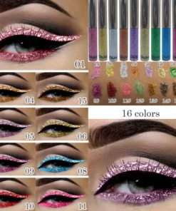 16 Colour New Liquid Eyeliner Glitter Waterproof Long-lasting Make Up Eye Liner