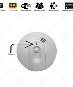 Spy Smoke Detector Camera Hardwired Motion Detection 4K and 1080P