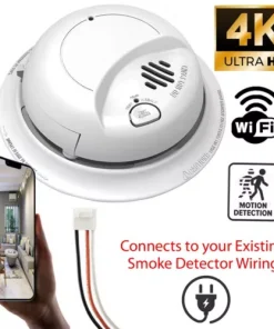 AES Spy Cameras - 4K Ultra HD WiFi Fire Alarm Smoke Detector Hidden Camera 9120