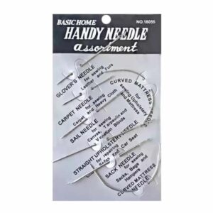 Heavy Duty Hand Sewing Needles Kit - 7 Piece Set of Curved & Straight Needles for Leather, Canvas & Thick Fabrics